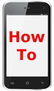 Mobile phone screen with the words "how to" on it in red